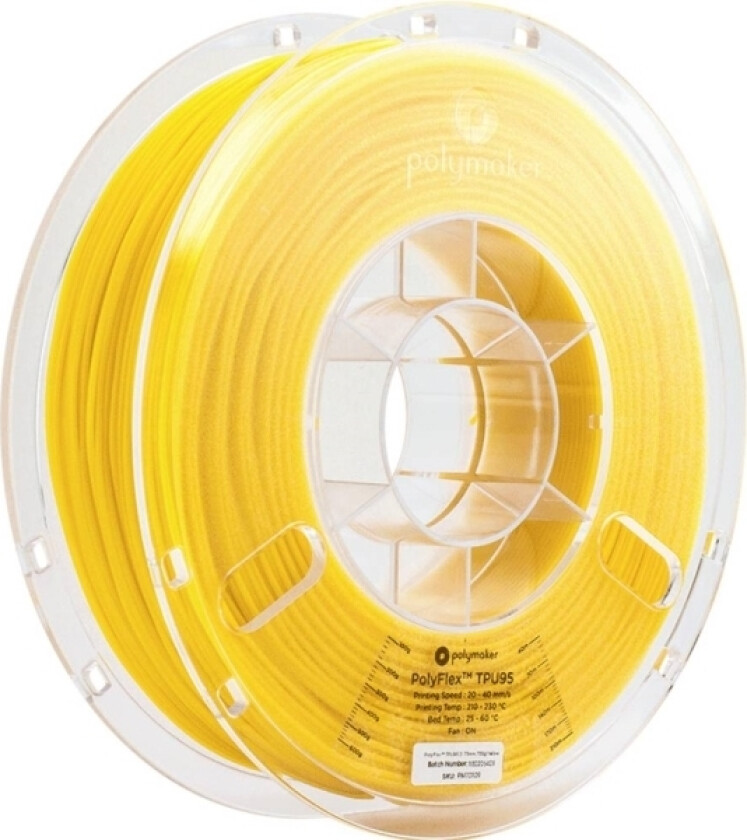 Polymaker Pd01004 Polyflex Tpu-95A Filament Tpu Fleksibel 1.75 Mm 750 G Gul 1 Stk
