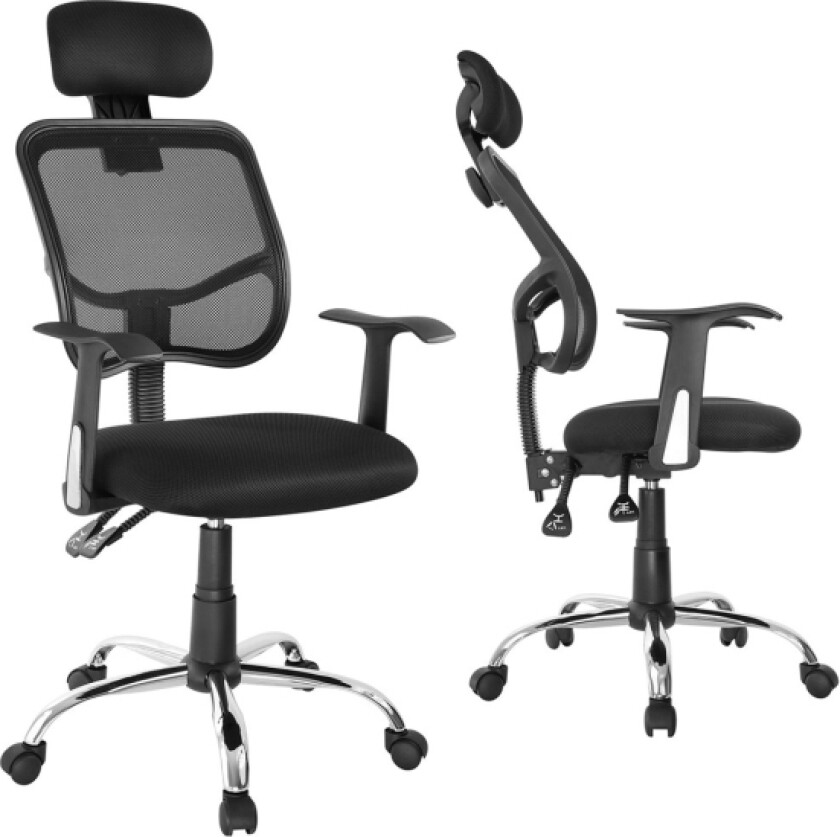 Ergo Office Mesh Ergonomisk Ergo Kontorstol Med Høy Rygg, Justerbar Nakkestøtte, Maks. 150 Kg, Er-413