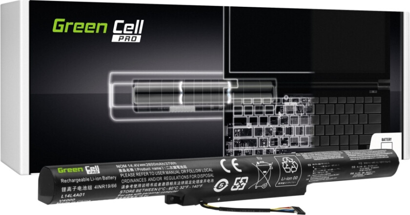 Green Cell Pro - Batteri Til Bærbar Pc (Tilsvarer: Lenovo L14l4a01) - Litiumion - 4-Cellers - 2600 Mah - Svart - For Lenovo Ideapad 500-15Isk 80Nt Z