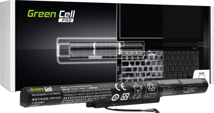 Green Cell Pro - Batteri Til Bærbar Pc (Tilsvarer: Lenovo L14l4a01) - Litiumion - 4-Cellers - 2600 Mah - Svart - For Lenovo Ideapad 500-15Isk 80Nt Z
