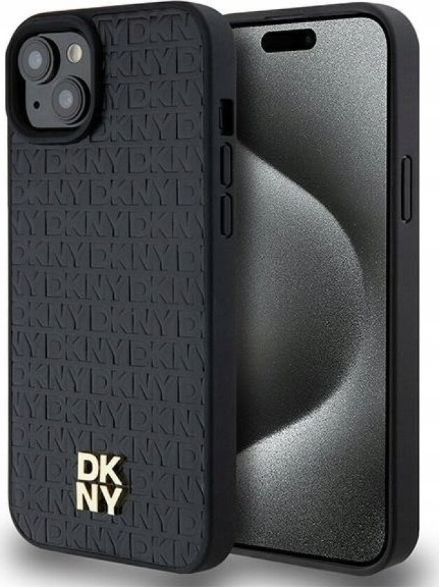 Dkny Dkny Dkhmp15mpshrpsk Iphone 15 Plus / 14 Plus 6.7" Czarny/Black Hardcase Leather Monogram Pattern Metal Logo Magsafe