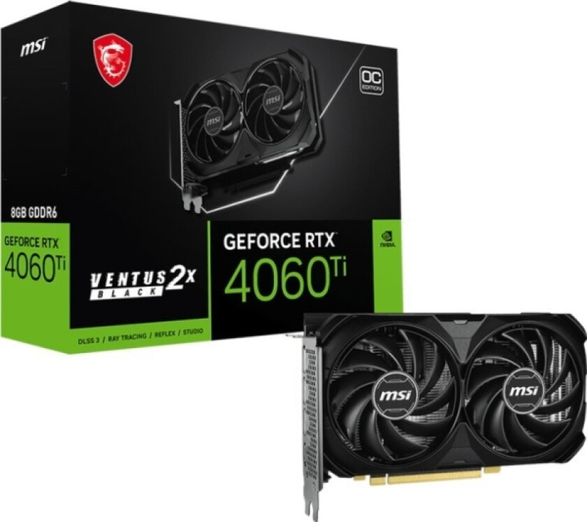 Geforce Rtx 4060 Ti 8G Ventus 2X Black E1 Oc | Nvidia | 8 Gb | Geforce Rtx 4060 Ti | Gddr6 | Hdmi Ports Quantity 1 | Pci Express Gen 4 X16 (Uses X8)