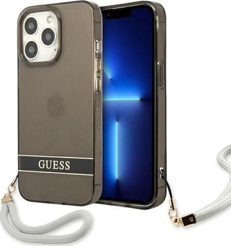 Originalt Frontpaneldeksel Guess Guhcp13lhtgssk For Iphone 13 Pro (Gjennomsiktig / Svart)