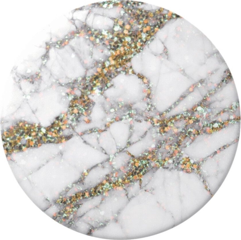 Popsockets Popgrip - Fingergrep/Stativ For Nettbrett - Gold Sparkle Marble - Hvit Marmor, Gullglans
