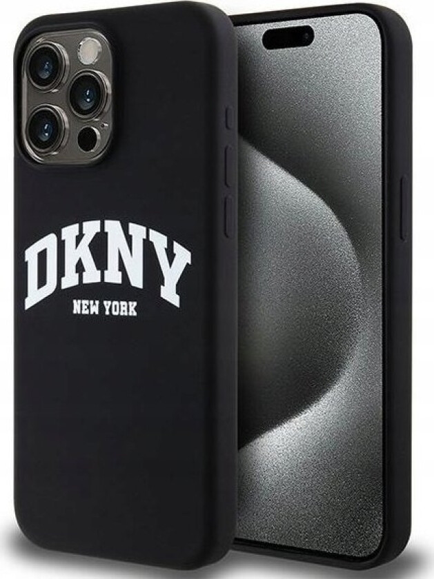 Dklas Dkny Dkhmp14xsnyach Iphone 14 Pro Max 6.7" Juoda/Juodas Hardcase Liquid Silicone Baltas Printed Logo Magsafe