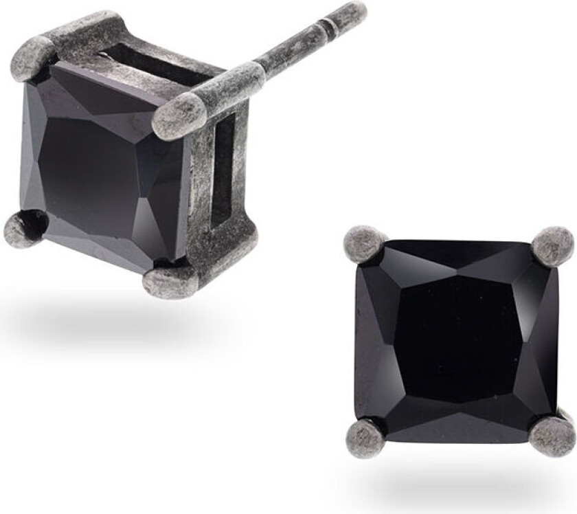 , Øredobber i stål med sort zirkonia
