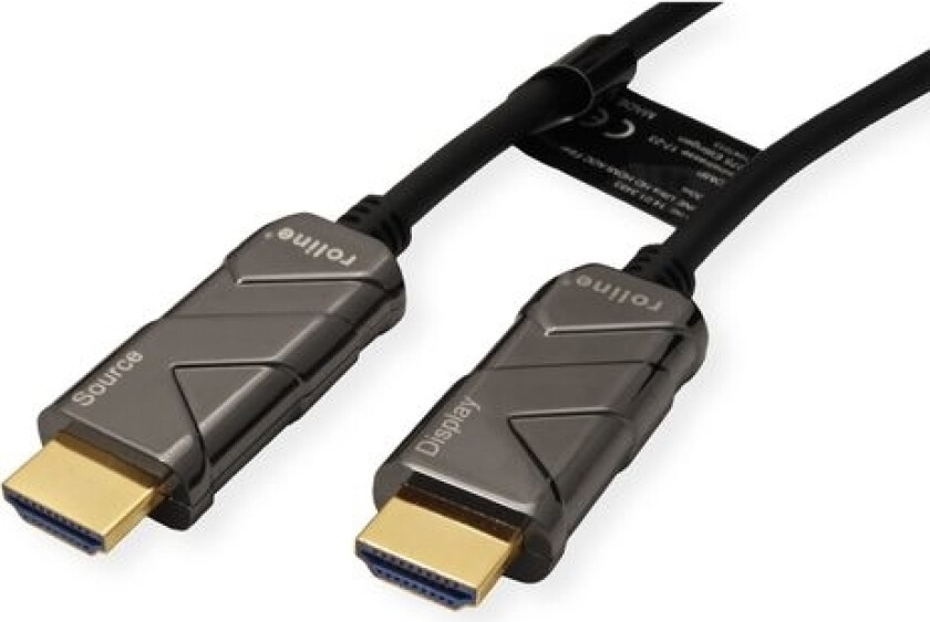 Rotronic-Secomp Roline - Ultra High Speed - Hdmi-Kabel Med Ethernet - Hdmi Hann Til Hdmi Hann - 50M - Skjermet - Sort - Støtter 8K 6