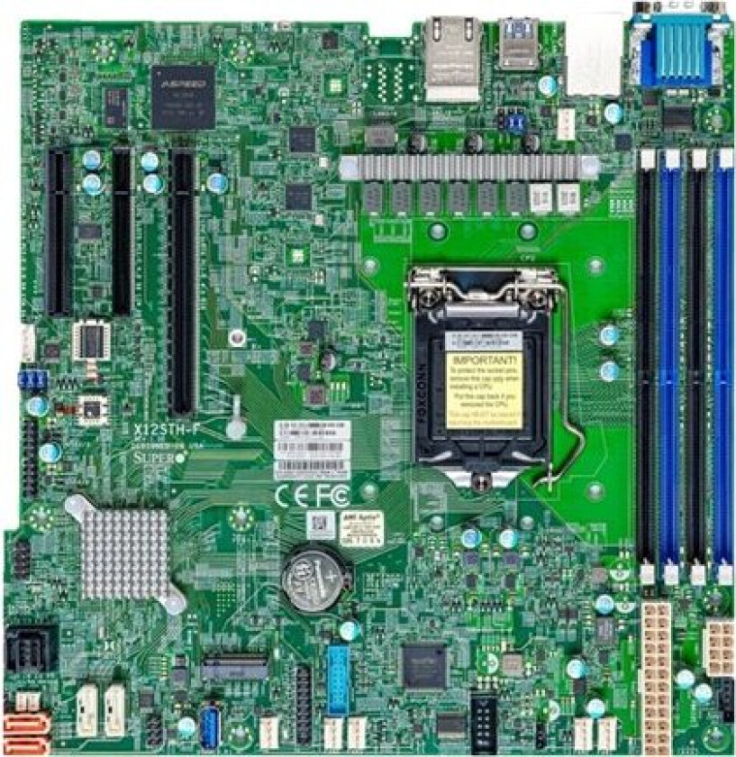 Supermicro X12sth-F - Hovedkort - Micro Atx - Lga1200-Sokkel - C256 Chipset - Usb 3.2 Gen 1 - 2 X Gigabit Lan - Innbygd Grafikk