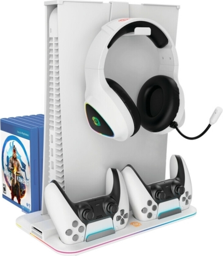 Cs-5, Ps5 Charger Stand, With Rgb Light, 315*185*28Mm, With 23Cm+0.5Cm Cable, 47510G, White