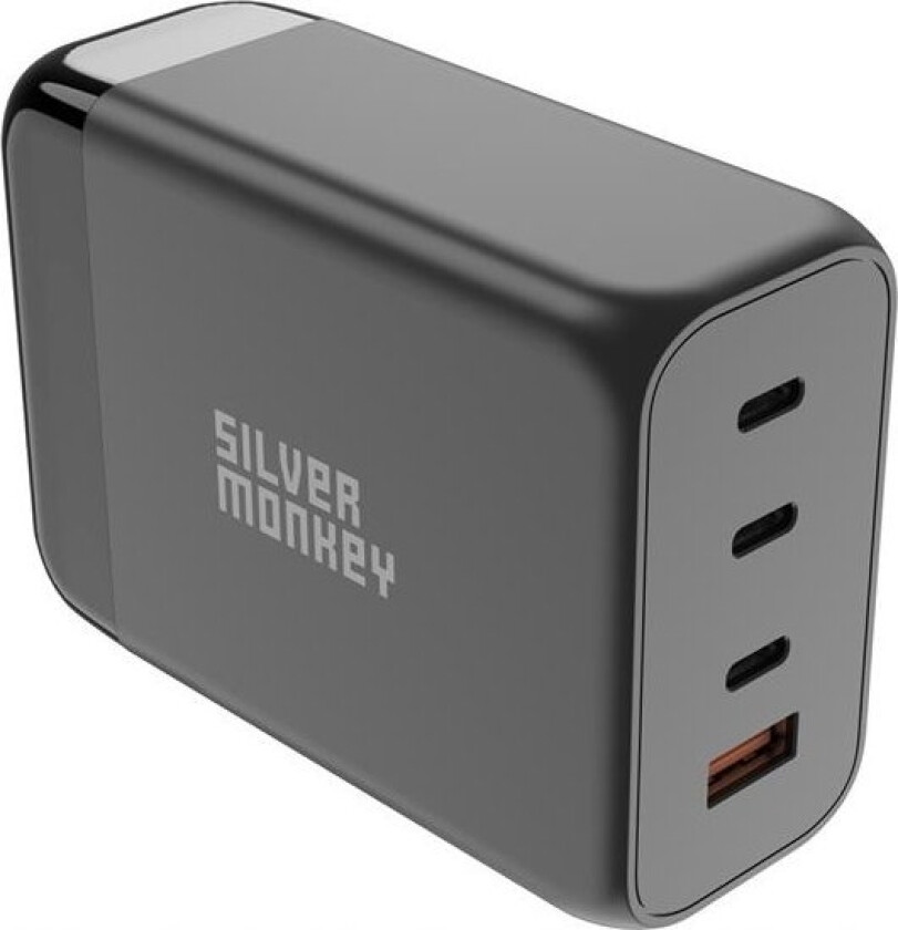 Silver Monkey Lader Gan Lader Silver Monkey Sma155 200W 3Xusb-C Pd Usb-A Qc 3.0 Med Avtakbar Strømkabel - Svart