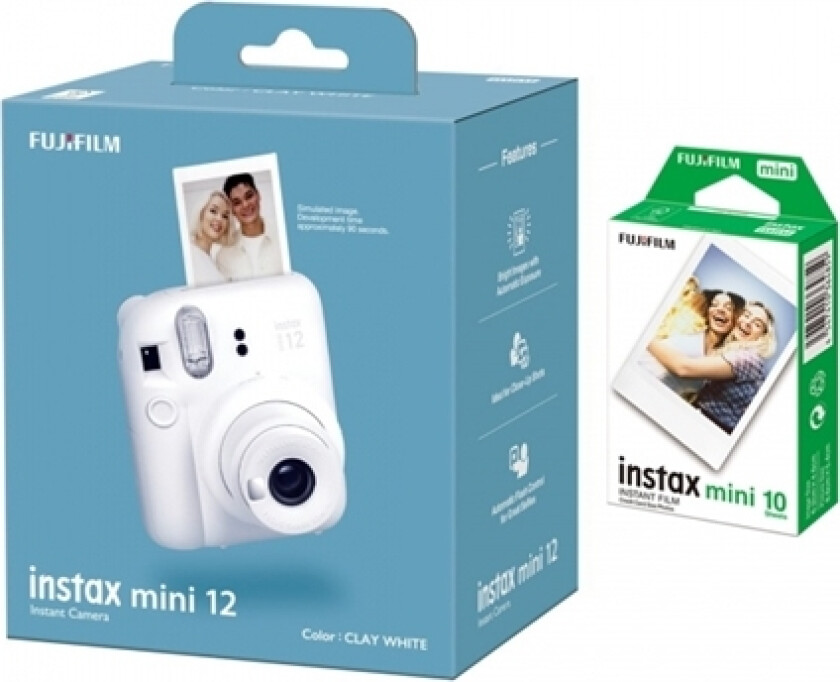 Instant Camera Instax Mini 12 Clay White+Instax Mini Glossy (10Pl)
