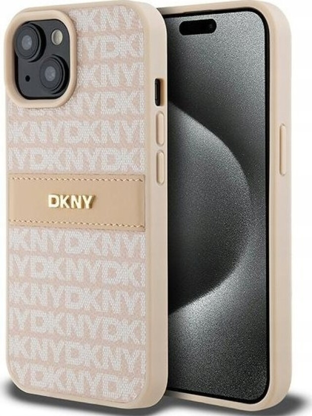 Dkny Dkny Dkhcp15mprthslp Iphone 15 Plus / 14 Plus 6.7" Róowy/Pink Hardcase Leather Mono Stripe & Metal Logo
