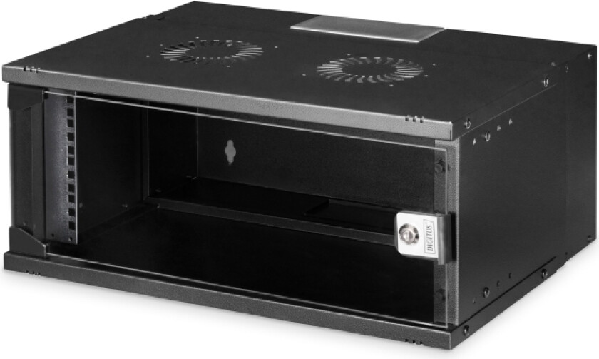 Dn-49201, Väggmonterad Rack, 4U, 60 Kg, Knapplås, Kuggskenor, Förbättrad Kabelhantering