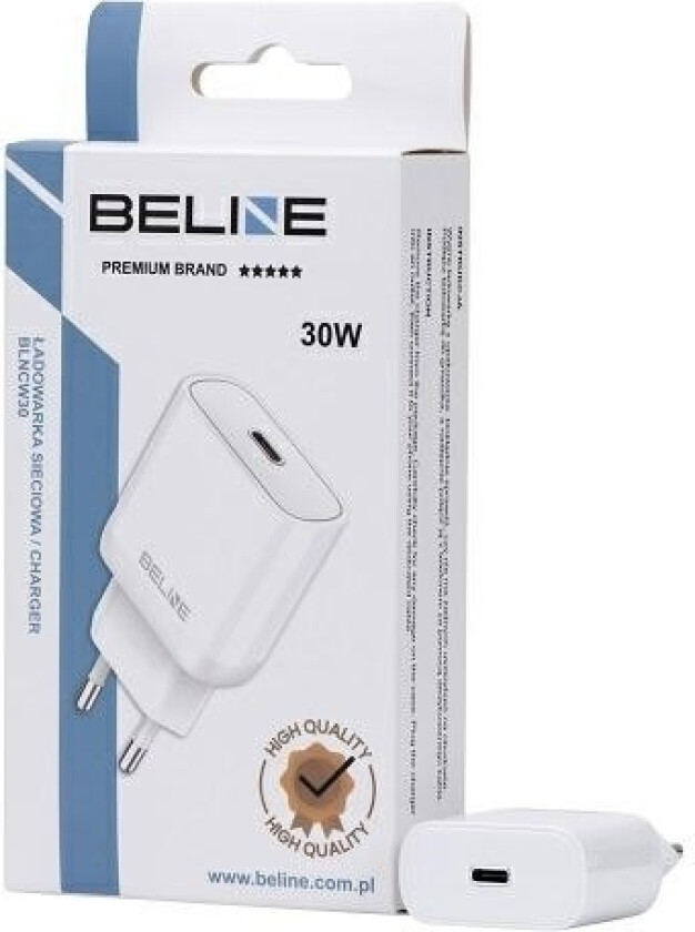 Vegglader 30W Gan Usb-C Pd 3.0 Hvit