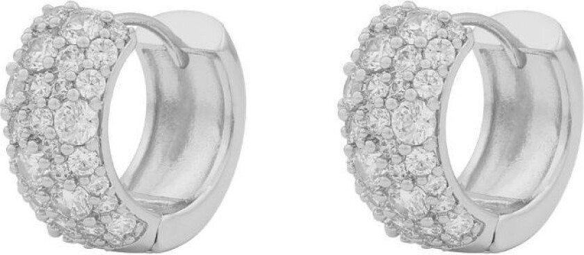 Snö of Sweden Copenhagen, Øreringer i forsølvet messing med hvite zirkonia