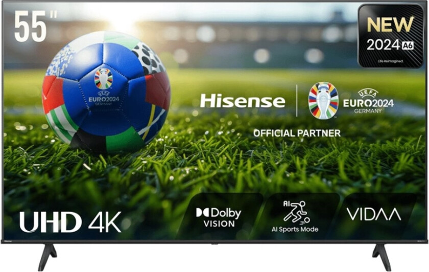Hisense 55A6n - 55" Diagonalklasse A6n Series Led-Bakgrunnsbelyst Lcd Tv - Smart Tv - Vidaa - 4K Uhd (2160P) 3840 X 2160 - Hdr - Direct Led - Svart