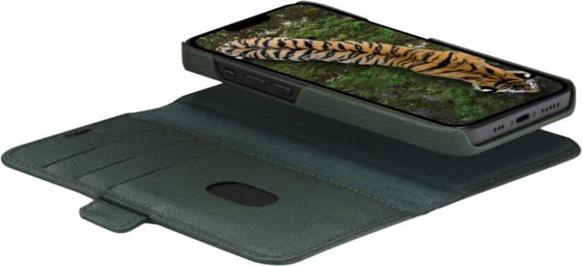 Dbramante1928 New York - Lommebok For Mobiltelefon - 2-In-1 - Pebbled Full-Grain Sustainable Leather - Eviggrønn - For Apple Iphone 14 Plus