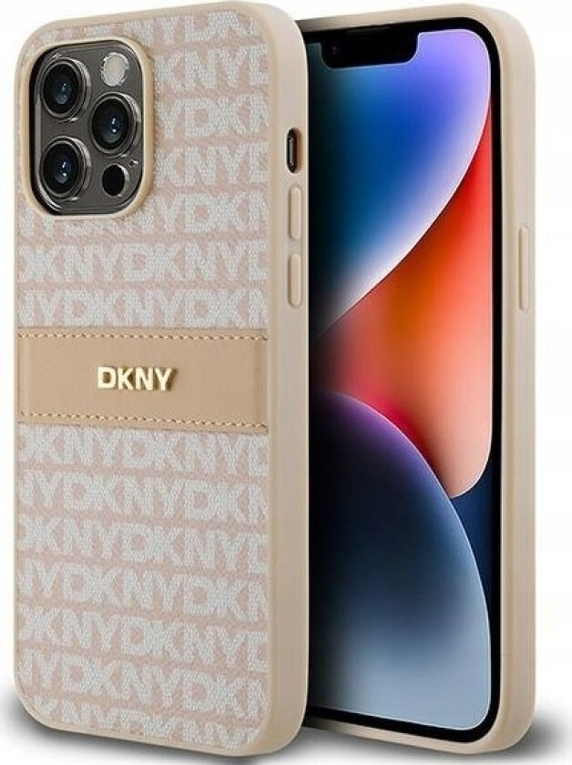 Dkny Dkny Dkhcp14xprthslp Iphone 14 Pro Max 6.7" Róowy/Pink Hardcase Leather Mono Stripe & Metal Logo