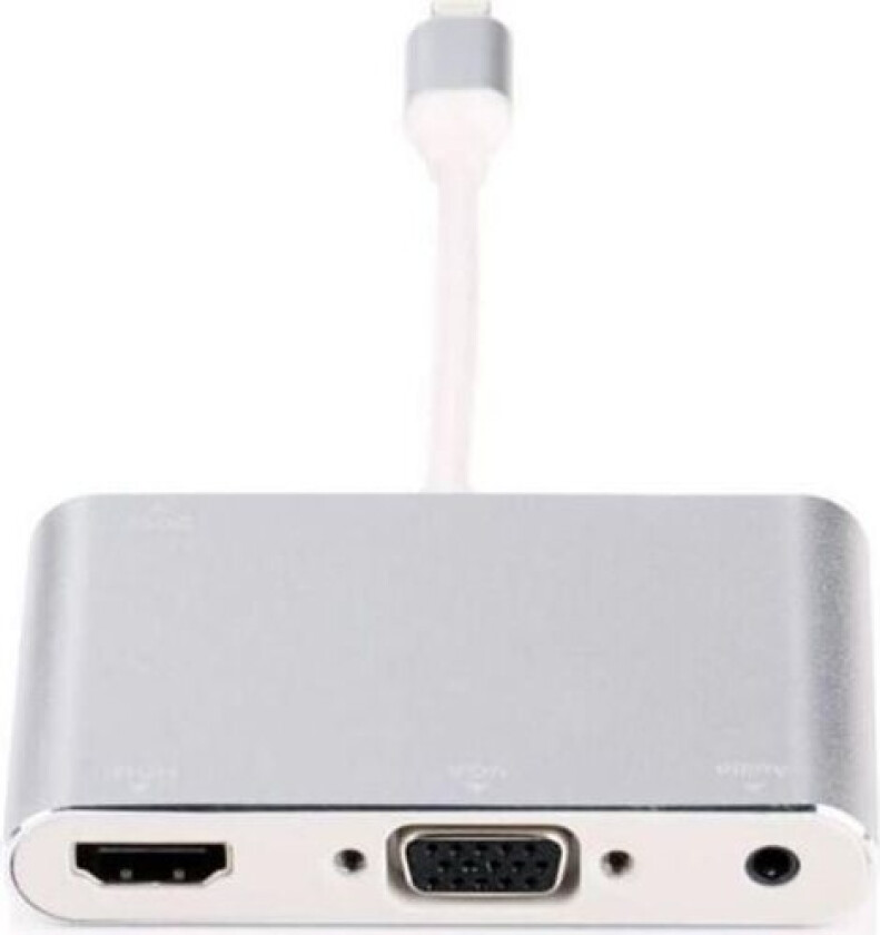 Microconnect - Lightning-Adapter - Lightning Hann Til Hd-15 (Vga), Minijakk, Hdmi Hunn - Sølv