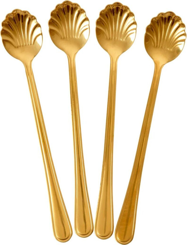 Rice Seashell latteskje 19 cm 4-pakning Gold