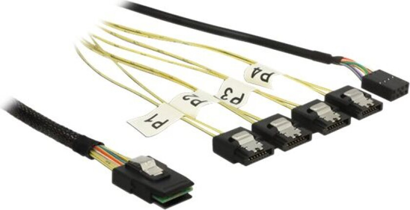 Delock - Sata/Sas-Kabel - Mini Sas (Sff-8087) Til Sata, 8-Pins Intern Strømforsyning - 50 Cm