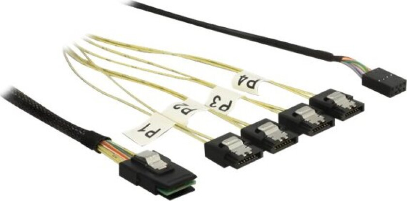 Delock - Sas Intern Kabel - Sas 6Gbit/S - Mini Sas (Sff-8087) Til Sata, Sidebånd - 1 M