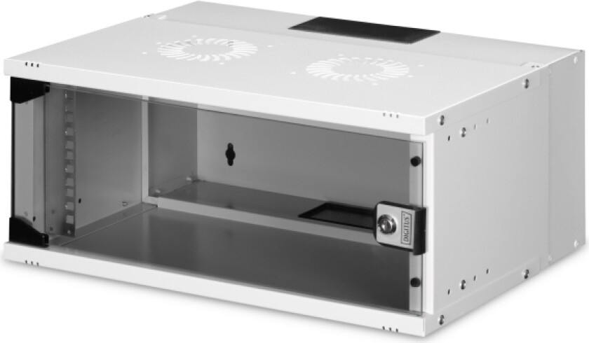 Dn-49200, Väggmonterad Rack, 4U, 60 Kg, Knapplås, Kuggskenor, Förbättrad Kabelhantering