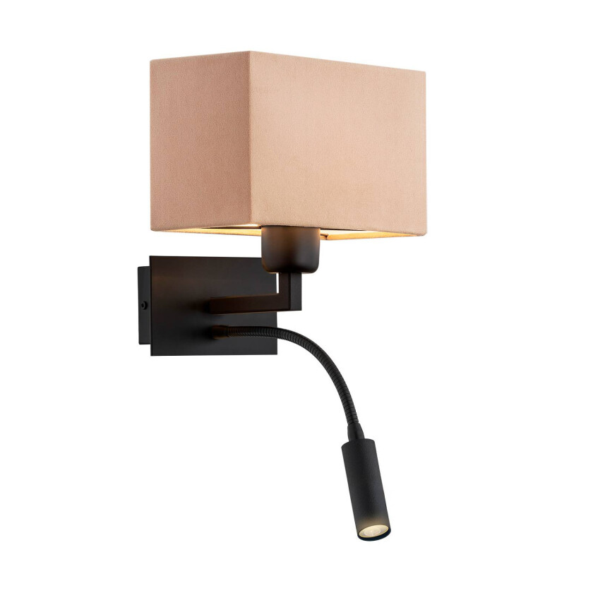 Vegglampe Harry, kantet, svart/svart/beige