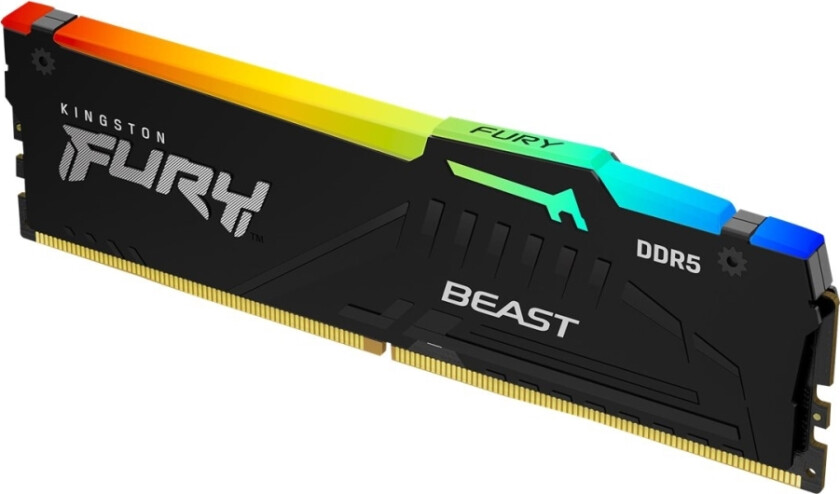 Kingston Fury Beast Rgb - Ddr5 - Modul - 32 Gb - Dimm 288-Pin - 6000 Mhz / Pc5-48000 - Cl30 - 1.4 V - Ikke-Bufret - On-Die Ecc - Svart