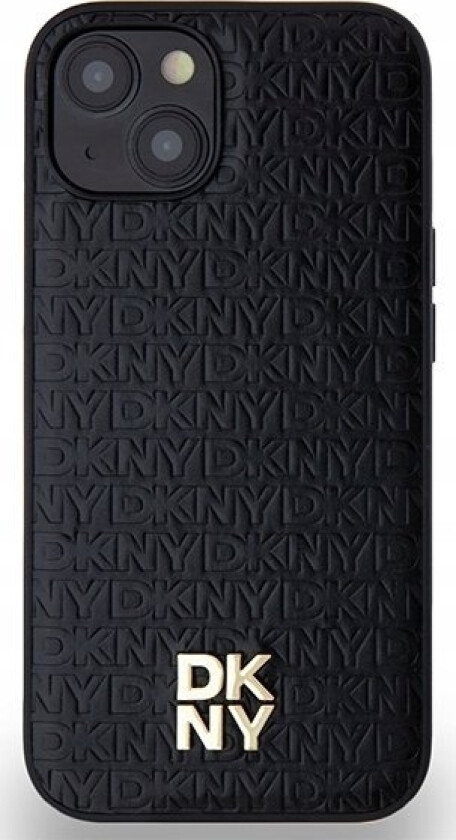 Dkny Dkny Dkhmp14spshrpsk Iphone 14 / 15 / 13 Czarny/Black Hardcase Leather Monogram Pattern Metal Logo Magsafe