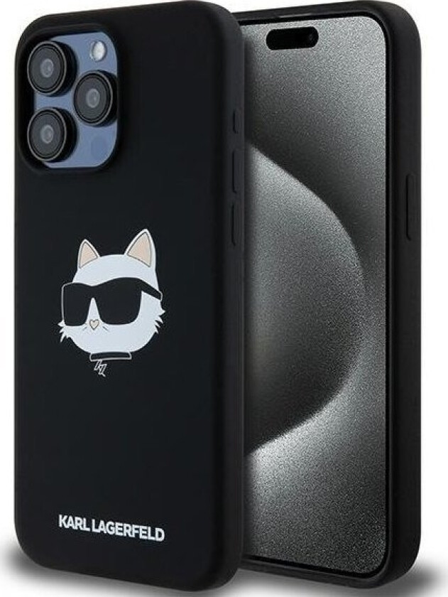 Klhmp15lschpplk Iphone 15 Pro 6.1" Czarny/Black Hardcase Silicone Choupette Head Magsafe