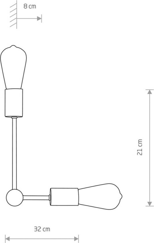 Vegglampe Rotor II, svart/gull, 2 lyskilder