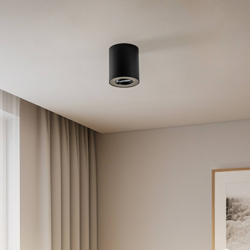 Takspot Set, justerbar, svart, sølv innvendig