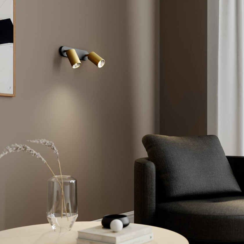 Veggspot Eye Spot 2 lyskilder, svart/messing