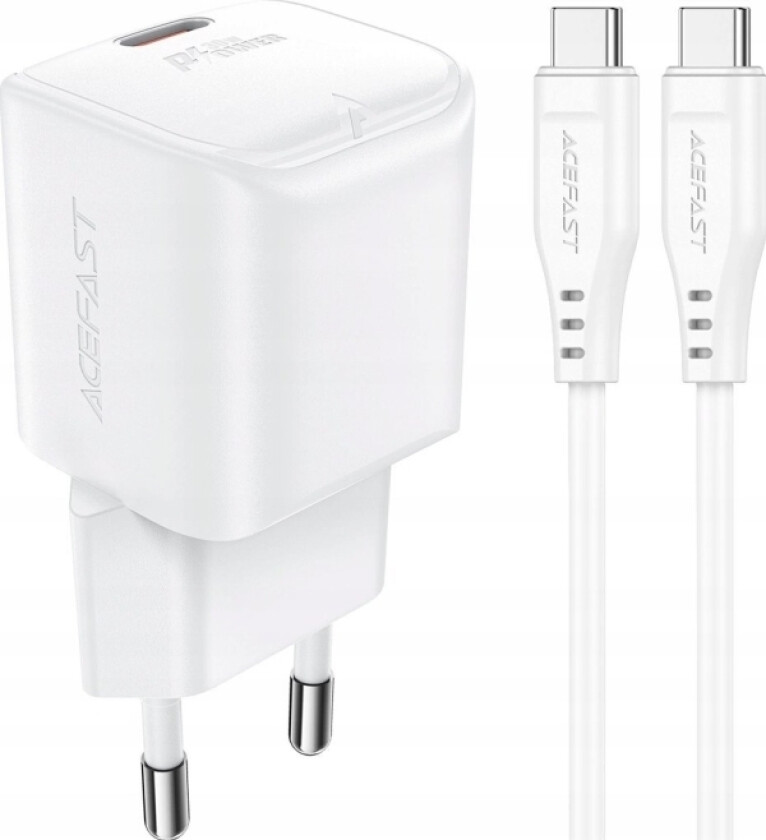 A77 Mini Pd 30W Gan Vegglader + Usb-C Kabel - Hvit