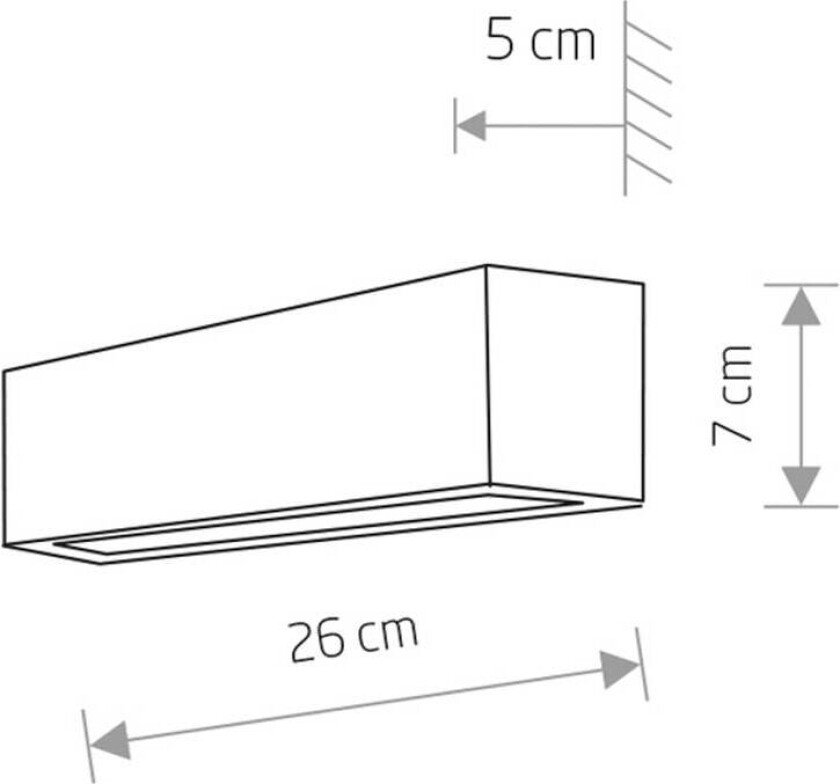 Vegglampe Straight XS, bredde 26 cm, svart