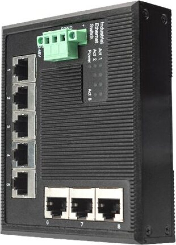 Dn-651127 - Switch - 8 X 10/100/1000 - Din-Skinnemonterbar - Dc-Strøm