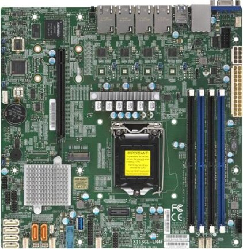 Supermicro X11scl-Ln4f - Hovedkort - Mikro Atx - Lga1151 Socket - C242 Chipset - Usb 3.1 - 4 X Gigabit Lan - Innbygd Grafikk