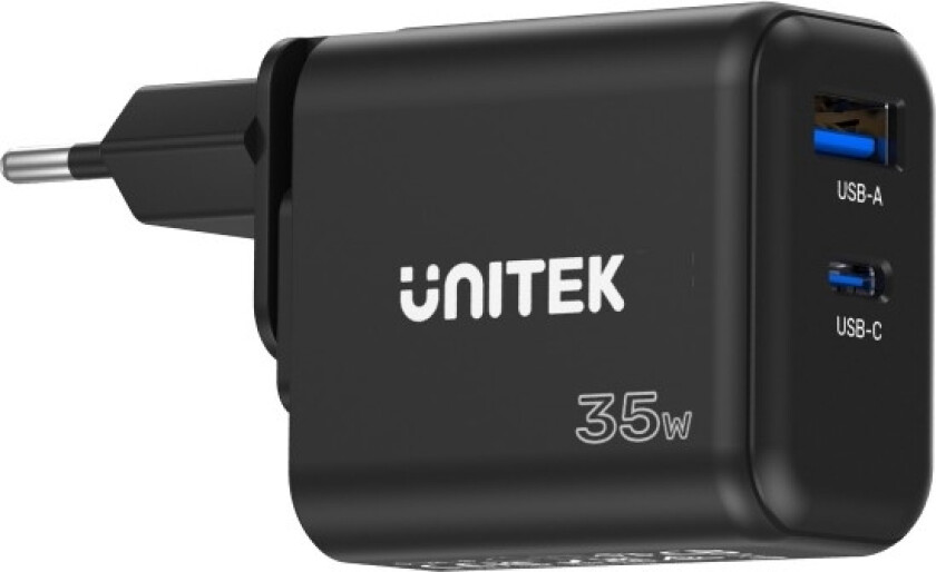 Unitek Charger Koblet Til Nettverket Gan Pd Usb-C + Usb-A 35W S1119a
