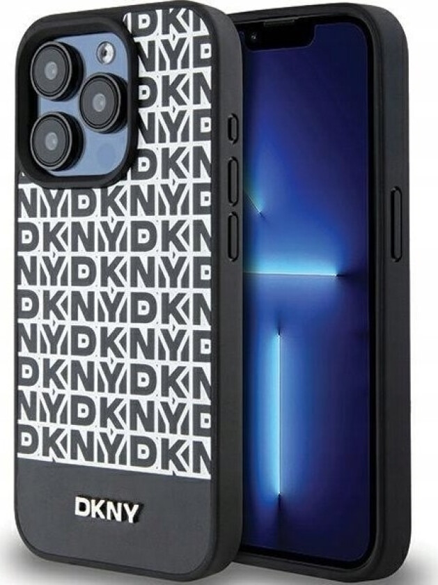 Dkny Dkny Dkhmp15lpsospk Iphone 15 Pro 6.1" Czarny/Black Hardcase Leather Printed Pattern Metal Logo Magsafe