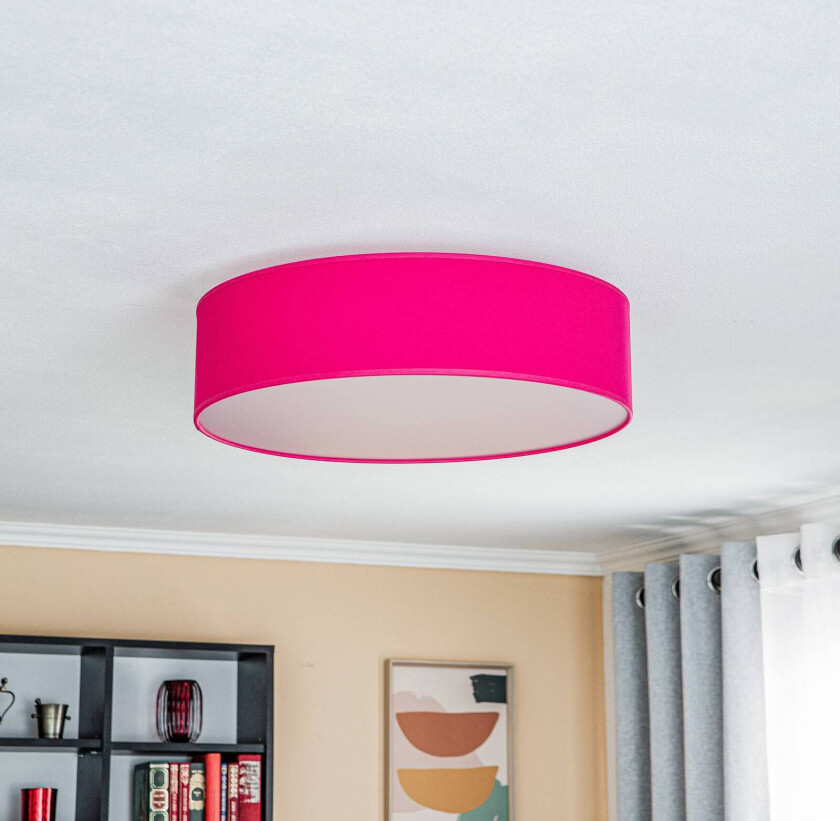 Roller taklampe, stoffskjerm rosa, Ø 50 cm