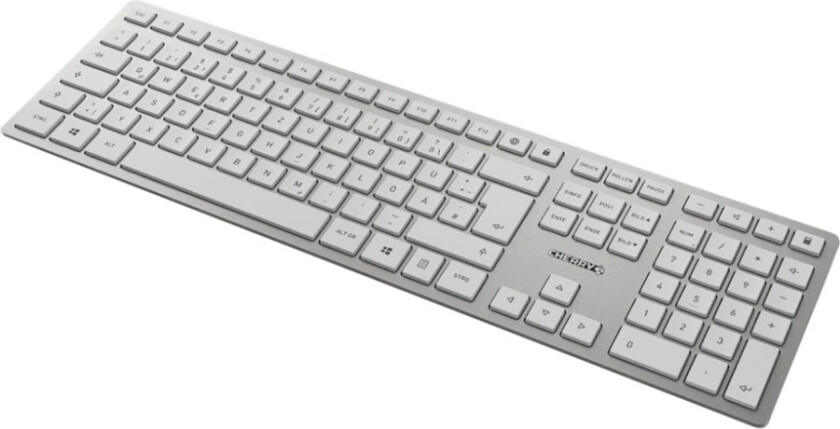 Cherry Dw 9100 Slim - Tastatur- Og Mussett - Trådløs - 2.4 Ghz, Bluetooth 4.0 - Usa Med Eurosymbol - Hvit, Sølv