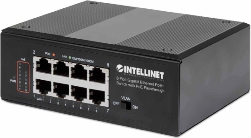 Intellinet 561624, Gigabit Ethernet (10/100/1000), Full Tosidig, Strøm Over Ethernet (Poe)