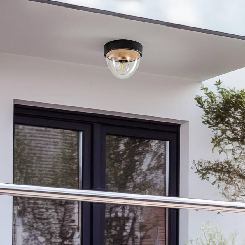 Taklampe Nook med transparent skjerm, svart/gull