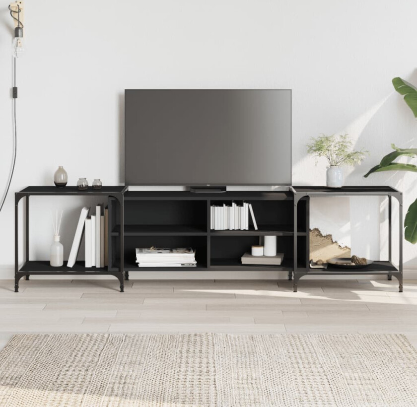 TV-benk svart 203x37x50 cm konstruert tre