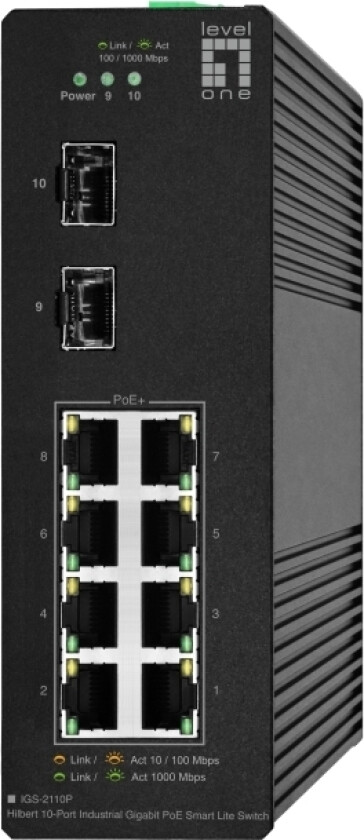 Levelone Igs-2110P, Hanterad, L2, Gigabit Ethernet (10/100/1000), Full Duplex, Strömförsörjning Via Ethernet (Poe) Stöd