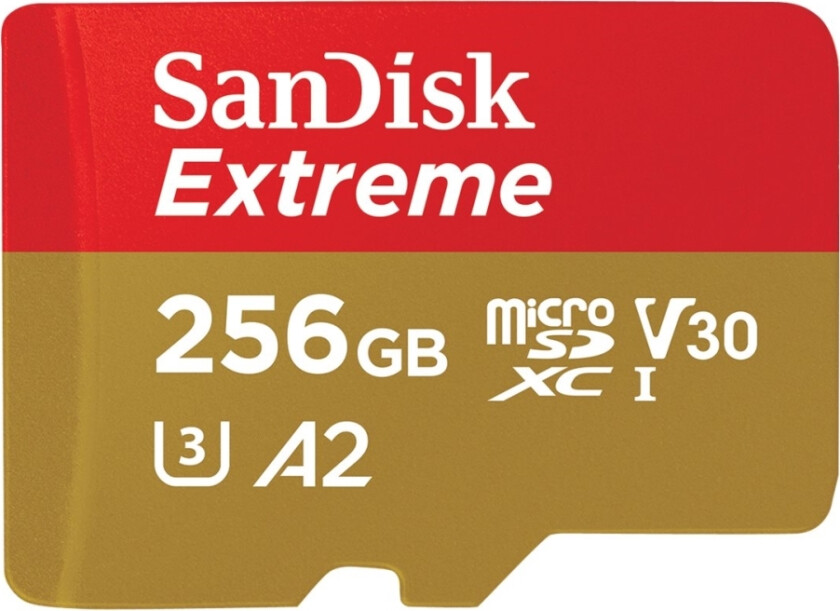 Sandisk Extreme - Flashminnekort - 256 Gb - A2 / Video Class V30 / Uhs-I U3 / Class10 - Microsdxc Uhs-I