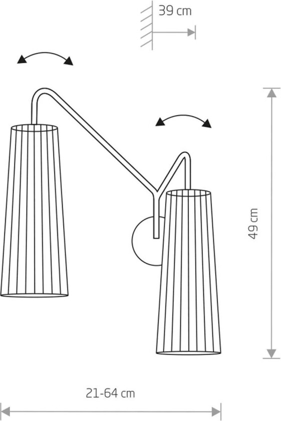 Vegglampe Dover hvit / lyst tre, 2 lyskilder