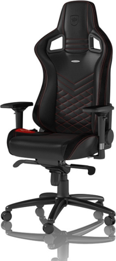 Noblechairs Epic - Stol - Ergonomisk - Armlener - Roterende - Nylon, Polyuretan, Skumplast, Polyuretan Fauxlær - Svart, Rød