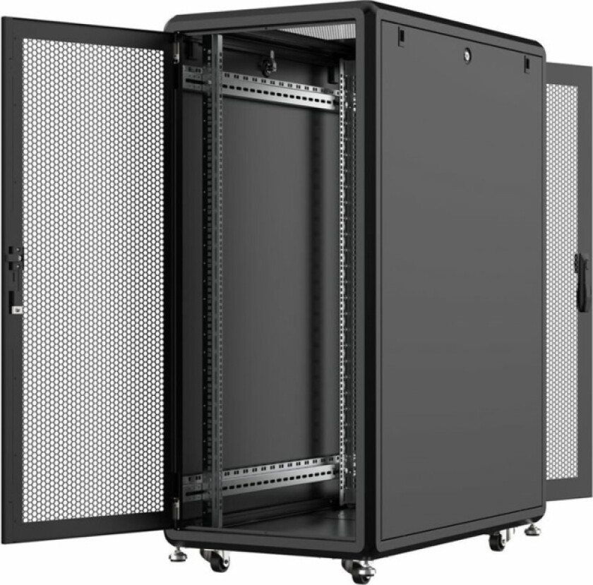 By Logon Server Line - Rack Skap - 600 X 1000 Mm - Med 4 Kjølevifter - Free-Standing - Svart, Ral 9005 - 26U - 19"